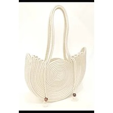 MaVaux Kuğu Model Hasır Görünümlü Şık Kadın Omuz Çantası Basic Koleksiyon 27x40 cm