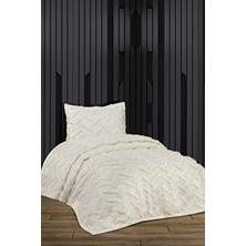 Ponponlu Delux Bohem Ekru Tek Kişilik Pike Takımı Yatak Örtüsü