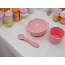 Mama Kasesi Kapaklı Kaşık ve Bardak Seti Pembe