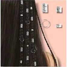Bohem Saç Halkası-Saç Küpesi Halkalı Karışık Model Seti 10 Lu Hair Charms ( BC-1152 )