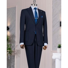Italyan Stil Slim Fit Ceket Pantolon Takım Elbise Lacivert T14155