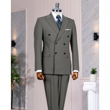 Italyan Stil Kruvaze Ceket Pantolon Takım Elbise Yeşil T14085