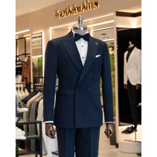 Italyan Stil Kruvaze Ceket Pantolon Takım Elbise Lacivert T14390