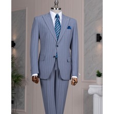 Italyan Stil Slim Fit Sivri Yaka Ceket Pantolon Takım Elbise INDIGOT14257