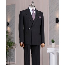 Italyan Stil Slim Fit Ceket Pantalon Takım Elbise Siyah T14379