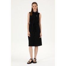 U.S. Polo Assn. Kadın Siyah Dokuma Elbise 50306605-VR046