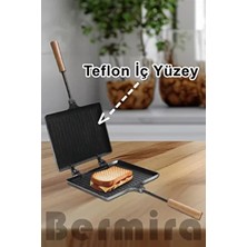 Bermira Home Collection Teflon İç Yüzeyli Tost Makinesi 24 cm x 18 cm Alüminyum Materyal ile Kolay Pişirme