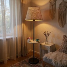 Retain Siyah Ayaklı Rattan Şapkalı Lambader