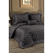 Deste Dolgulu Pamuklu Çift Kişilik Yatak Örtüsü Antrasit