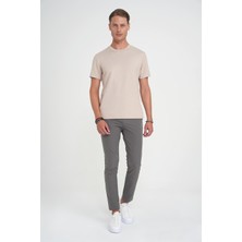 Efor Comfort Fit Bisiklet Yaka Esnek Pamuk Casual Bej Tişört Ts 885