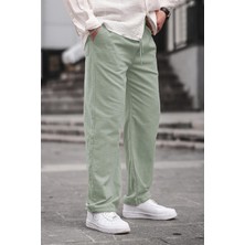 Paça Detaylı Rahat Kesim Erkek Çağla Yeşili Pantolon 6532