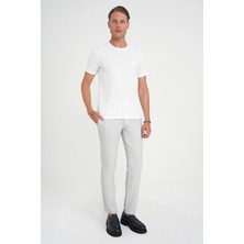 Comfort Fit Bisiklet Yaka Gofre Kısa Kol Ekru Tişört Ts 911