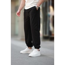 Siyah Rahat Kesim Paçası Lastikli  Erkek Eşofman Altı E6573