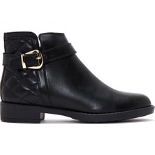 Kadın Siyah Fermuarlı Tokalı Bot 25WFE250218