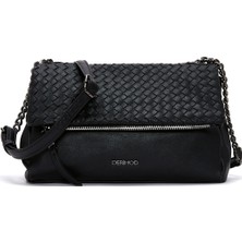 Kadın Siyah Uzun Askılı Desenli Çapraz Çanta 25WBD247014