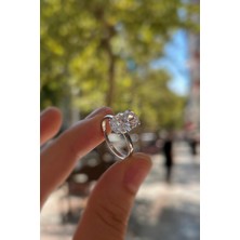 Gümüş Oval 12X8 mm Tek Taş Yüzük IS323