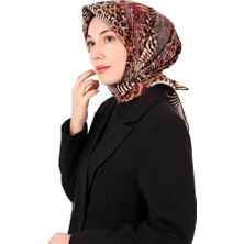 Mürdüm Zebra Leopar Desen Twill Ipek Eşarp