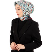 Petrol Mavi Sarmaşık Desen Sura Ipek Eşarp