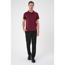 Efor Erkek Comfort Fit Esnek Pamuk Düğmeli Bordo Polo Yaka Tişört Ts 886