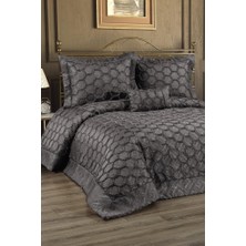 Deste Dolgulu Pamuklu Çift Kişilik Yatak Örtüsü Gri