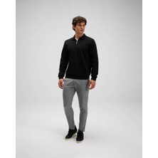 Ellesse EM602-BK Erkek Siyah Yarım Fermuarlı Polo Sweat