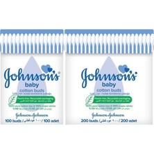 Johnson's Baby Kulak Temizleme Çubuğu 100 Adet + 200 Adet Toplam 300 Adet (Karma Set)