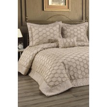 Deste Dolgulu Pamuklu Çift Kişilik Yatak Örtüsü Cappucino