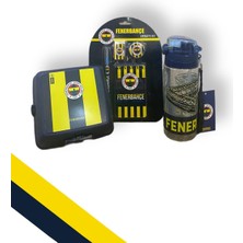 Fenerbahçe Taraftar Çubuklu 4 Bölmeli Beslenme Kutusu Stad Figürlü 500 ml Matara Kırtasiye Seti