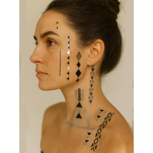 Metalik Etnik Bohem Desen Geçici Dövme Seti  Altın Gümüş