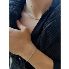 Silver Erkek Burgu Zincir Bileklik ve Kolye Paslanmaz Çelik Renk Atmaz Unısex Kararmaz Set Ikili