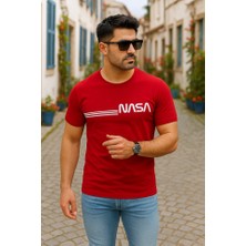 Erkek Kısa Kollu Nasa Baskı Basic Erkek T-Shirt