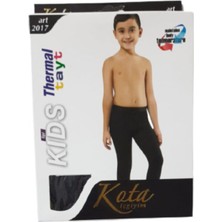 Kota Erkek Çocuklar İçin Termal İçlik Tayt Siyah Renk, Yün/Polyester Malzeme ile Sıcak Tutma