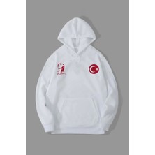 Demir Grup cc 10 Kasıma Özel Üç Iplik Kapşonlu Baskılı Sweatshirt - Beyaz