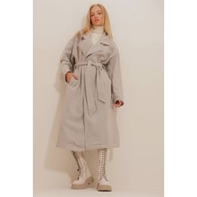 Balık Sırtı Desen Kaşe Kaban