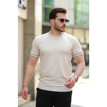 Erkek Bisiklet Yaka Ribanalı Kısa Kollu Tshirt