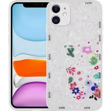 iPhone 11 Kılıf Desenli Sert Silikon Ecrz Mumila Kapak-White Cat