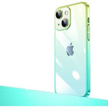 iPhone 13 Uyumlu Parlak Renk Geçişli Kamera Korumalı Ecrz Senkron Kapak-Yeşil-Mavi