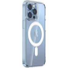 iPhone 14 Pro Max Uyumlu Magsafe Şarj Özellikli Şeffaf Sert Pc Ecrz Embos Kapak-Renksiz