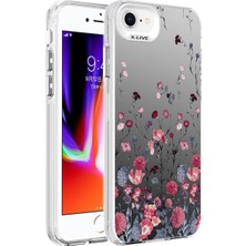 iPhone Se 2020 Uyumlu Desenli Ecrz Silver Sert Kapak-Çiçek