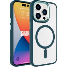 iPhone 15 Pro Max Uyumlu Wireless Şarj Özellikli Ecrz Krom Magsafe Silikon Kapak-Koyu Yeşil