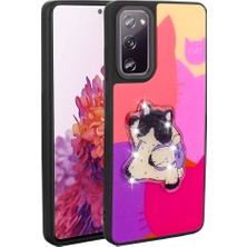 Galaxy S20 Fe Kılıf Parlayan Kabartmalı Ikonik Figürlü Ecrz Amas Silikon Kapak-Mor