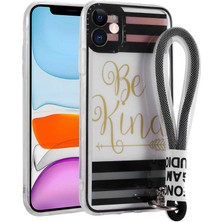 iPhone 11 Kılıf Desenli El Askılı Ipli Ecrz Astana Silikon Kapak-Be Kind
