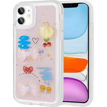 iPhone 11 Uyumlu Kabartma Figürlü Parlak Ecrz Minimini Silikon Kapak-Pembe