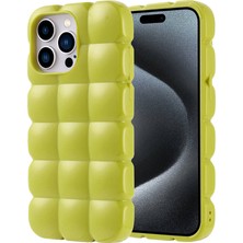 Apple iPhone 15 Pro Max Kılıf Parlak Esnek Silikon Ecrz Dom Dom Kapak-Yeşil