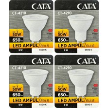 (4 adet) Cata 9W (50W) Beyaz Işık (6500K) Dim Edilebilir GU10 DUYLU LED Spot Ampul