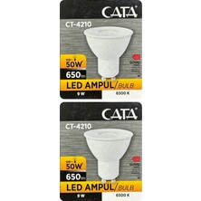 (2 adet) Cata 9W (50W) Beyaz Işık (6500K) Dim Edilebilir GU10 DUYLU LED Spot Ampul