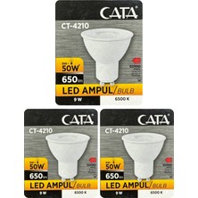 (3 adet) Cata 9W (50W) Beyaz Işık (6500K) Dim Edilebilir GU10 DUYLU LED Spot Ampul