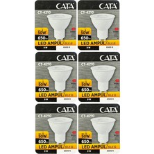 (6 adet) Cata 9W (50W) Beyaz Işık (6500K) Dim Edilebilir GU10 DUYLU LED Spot Ampul