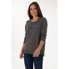 U.S. Polo Assn. Kadın Gri Bisiklet Yaka Basic Kazak 50307735-VR024