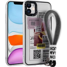 iPhone 11 Uyumlu Desenli El Askılı Ipli Ecrz Astana Silikon Kapak-Sarı Taksi